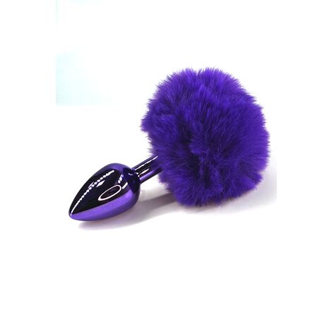Фиолетовая анальная пробка с фиолетовым заячьим хвостиком (Small)
