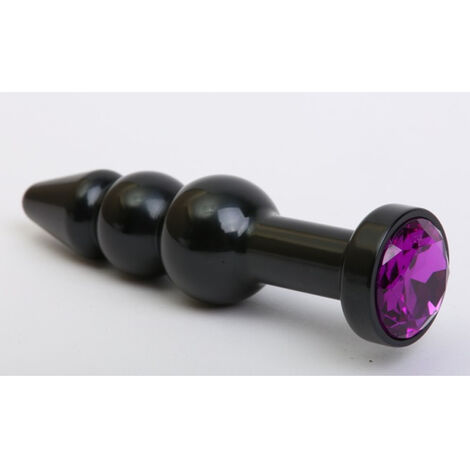 Пробка металл фигурная елочка черная с фиолетовым стразом