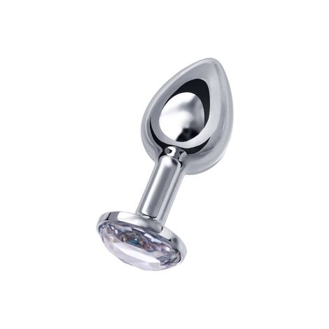 Анальная втулка Metal by TOYFA, металл, серебряная, с белым кристаллом, 7,5 см, Ø 3 см, 145 г