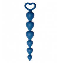 Анальная цепочка с кольцом Heart Ray, синяя