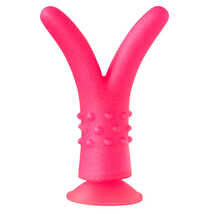 Стимулятор анально-вагинальный с разделенной втулкой на присоске 16 х 4,5 см., розовый