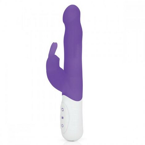 Вибратор с тонким изгибом и клиторальным стимулятором Slim Shaft Rabbit Vibrator, фиолетовый