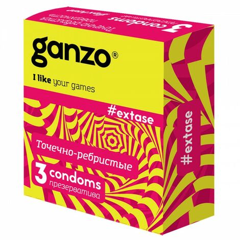 Презервативы Ganzo Extase №3 Точечные и ребристые анатомической формы