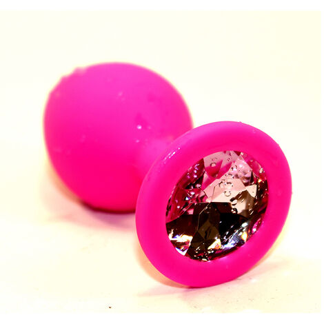 Пробка силиконовая с розовым стразом 8,2 х 3,5 см., розовая