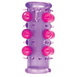 Насадка на член красивая стимулирующая вагину и клитор, цвет розовый с фиолетовым 