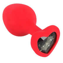 Анальная втулка силиконовая с кристаллом в виде сердечка You2Toys Silicone Plug, красная - М