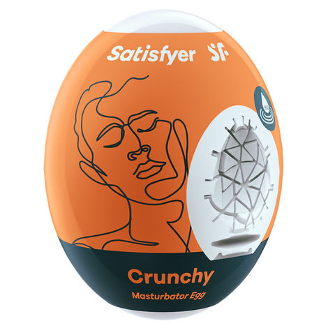 Инновационный влажный мастурбатор-яйцо Satisfyer Egg Single Crunchy,  белый