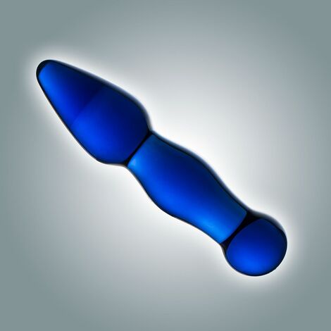 Фаллоимитатор двусторонний из силикатного стекла Джага-Джага 0073 BX DD, синий