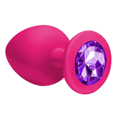 Анальная пробка Emotions Cutie Large розовая с фиолетовым кристаллом