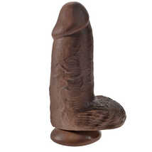 Фаллоимитатор реалистик с мошонкой на присоске PipeDream King Cock Chubby, коричневый