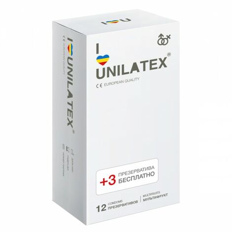Ароматизированные цветные презервативы Unilatex Multifruit, 15 шт