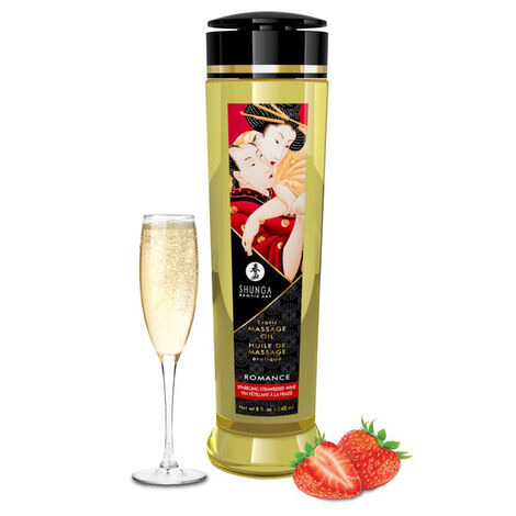 Масло массажное Shunga Erotic Massage Oil Шампанское и Клубника - 240 мл.