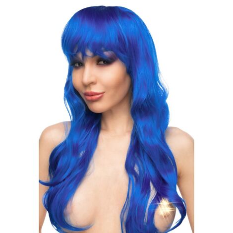 Парик с длинными волнистыми волосами и челкой Иоко Джага-Джага, синий