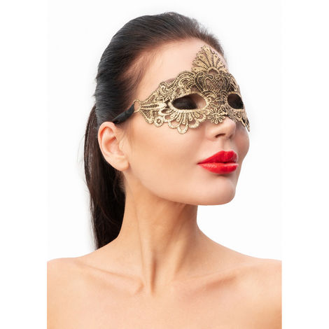 Карнавальная маска с ажурным плетением Джага-Джага 963-51, золотистая