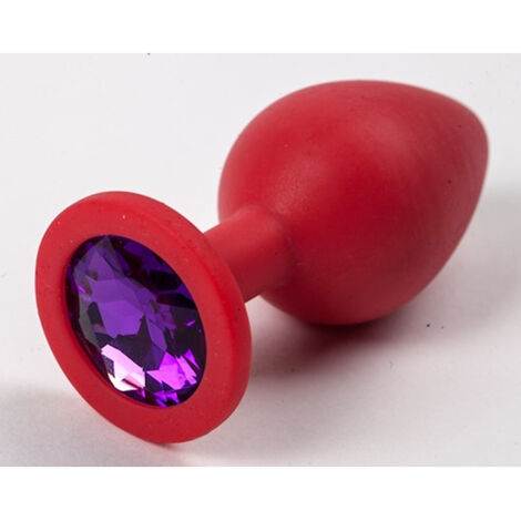 Пробка силиконовая красная с фиолетовым стразом