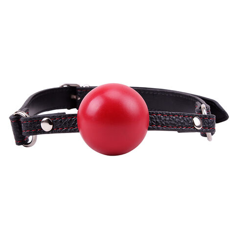 Кляп шарик красный Ball Cag на черном ремне