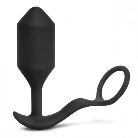 Вибропробка анальная с эрекционным кольцом Vibrating Snug & Tug, черная - XL