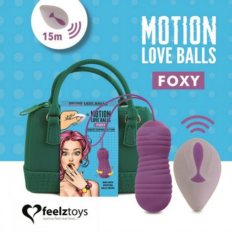 Шарики вагинальные с пультом FeelzToys ДУ Motion Love Balls Foxy, фиолетовые