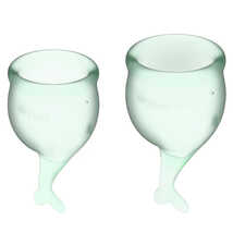 Набор менструальных чаш с хвостиком Feel Secure Menstrual Cup Light Green 15 и 20 мл., светло-зеленый