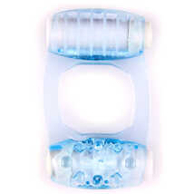 Эрекционное кольцо c двумя вибропулями Brazzers 6.5 х 2.5 см., голубое