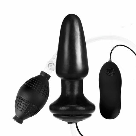 Надувная вибрирующая анальная пробка Lux Fetish Inflatable Vibrating Butt Plug, черная