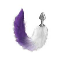 Анальная Пробка с Хвостом Diamond Starlit Purple, фиолетово-белый хвост