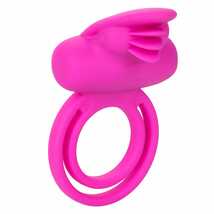 Двойное эрекционное кольцо с вибрацией Dual Clit Flicker, розовое