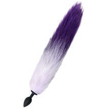 Анальная втулка с бело-фиолетовым хвостом POPO Pleasure by TOYFA, S, силикон, черная