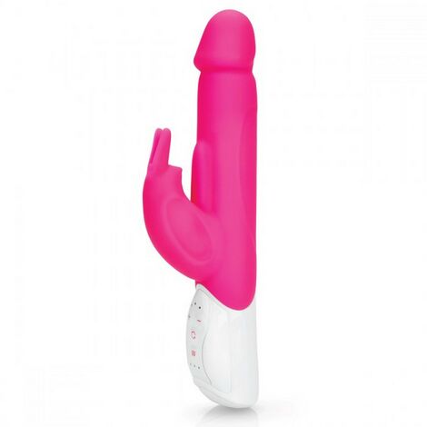 Вибратор с клиторальным стимулятором Realistic Throbbing Rabbit Vibe, розовый