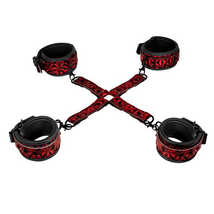 Крестообразные наручники (оковы, фиксаторы) для рук и ног Luxury Hogtie, бордовые