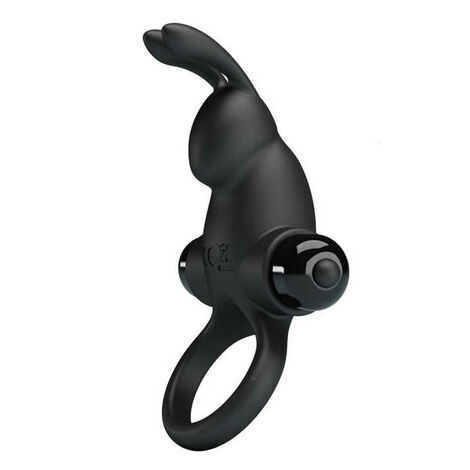 Эрекционное виброкольцо в форме кролика PrettyLove Vibrant Penis Ring I, черное