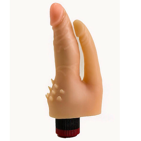 Вибратор анально-вагинальный двойной с шипами Биоклон 17 х 3,2 см., телесный
