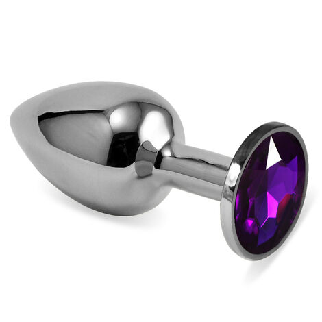 Анальная пробка металл с фиолетовым кристаллом - S