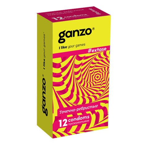 Презервативы Ganzo Extase №12 Точечные и ребристые анатомической формы