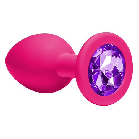 Анальная пробка Emotions Cutie Medium розовая с фиолетовым кристаллом