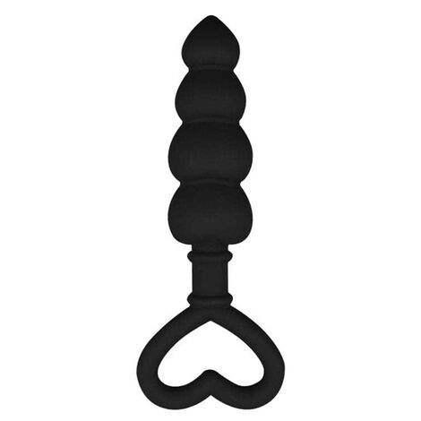 Анальный массажер-елочка с кольцом в форме сердечка Black Mont 4.5, черный