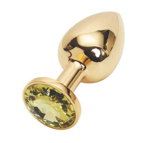 Золотая анальная пробка с сапфировым кристаллом Gold Plug - Purple Sapphire