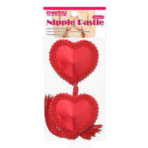 Пестисы в форме сердечек с кисточками и плетеной окантовкой Nipple Pasties, красные