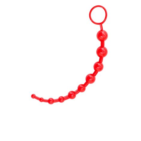 Анальная цепочка Black & Red by TOYFA, ПВХ, красная, 31 см, Ø 3 см