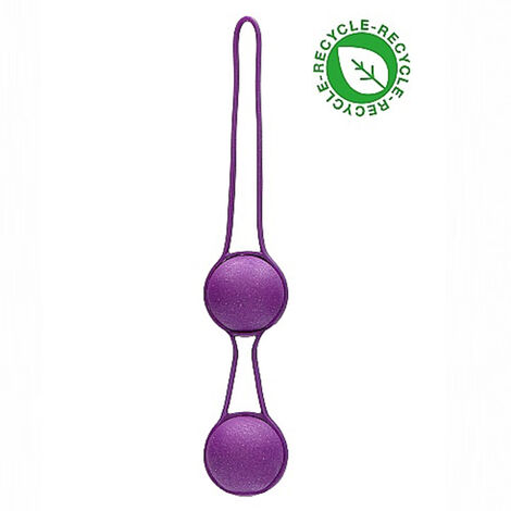 Вагинальные шарики на двойной сцепке с петелькой Geisha, фиолетовые