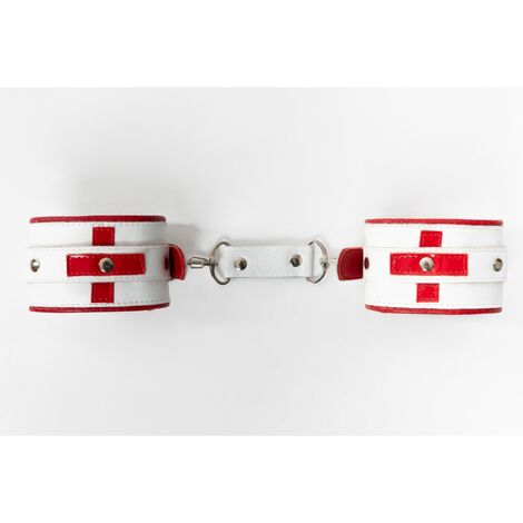 Наручники медсестры с крестом Джага-Джага, красно-белые