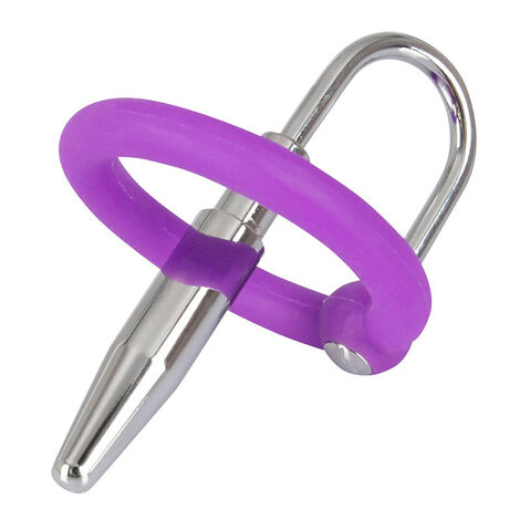 Уретральный плаг с силиконовым кольцом под головку Penis Plug, фиолетовый