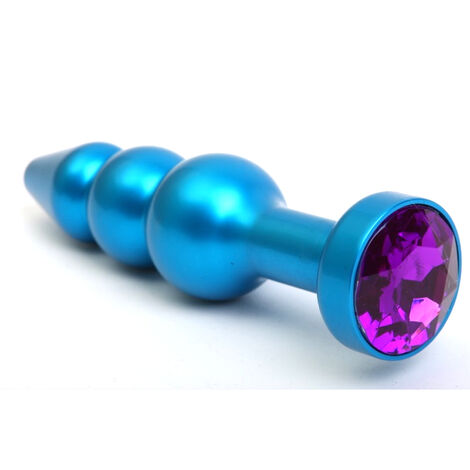 Пробка металл фигурная елочка синяя с фиолетовым стразом