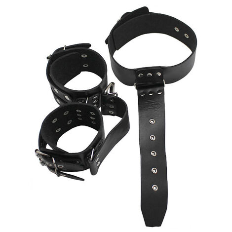 Комплект для фиксации без подкладки наручники и ошейник Р51-Б, чёрный