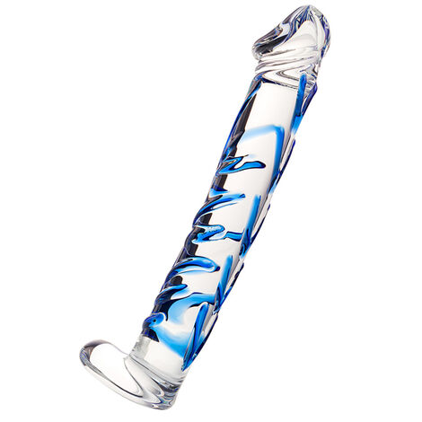 Рельефный фаллоимитатор Sexus Glass, стекло, прозрачный, 17 см