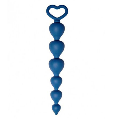 Анальная цепочка с кольцом Heart Ray, синяя