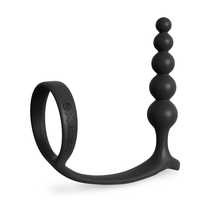 Анальные шарики с эрекционным кольцом Ass-gasm Cockring Anal Beads, черные