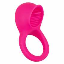 Эрекционное кольцо Silicone Rechargeable Teasing Tongue Enhancer, розовое