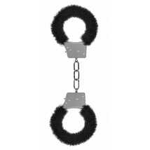 Металлические наручники с меховой обивкой Beginner's Handcuffs Furry, чёрные