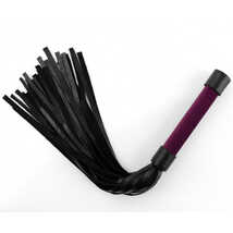 Плеть многохвостая для эротических игр с фиолетовой рукояткой My Rules, черная